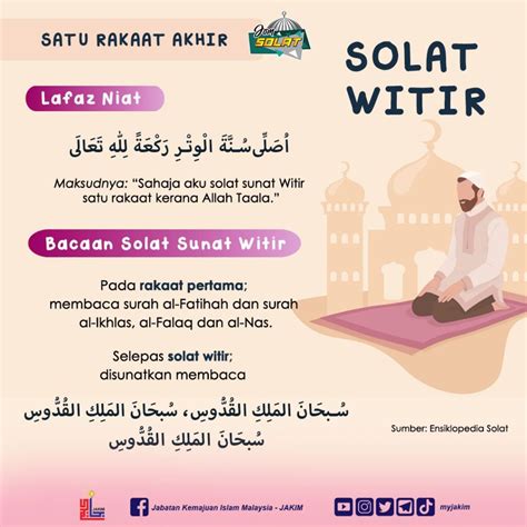 Panduan Lengkap Solat Witir JAKIM Doa Witir Ejaan Rumi