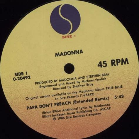 Madonna Papa Don T Preach Us Vinyl Single Inch Record Maxi