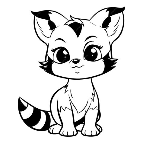 Premium Vector Cute Cartoon Red Panda Black And White Vector