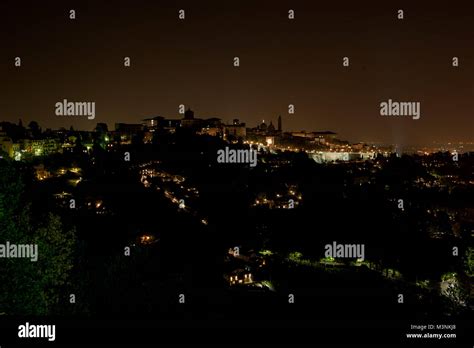 Bergamo At Night Stock Photo Alamy