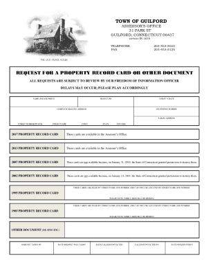 Fillable Online Assessor Request For Property Record Card Or Other