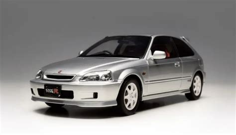 1 18 Motorhelix Honda Civic Type R Ek9 Vogue Silver Metallic Full Open Diecast Car Model