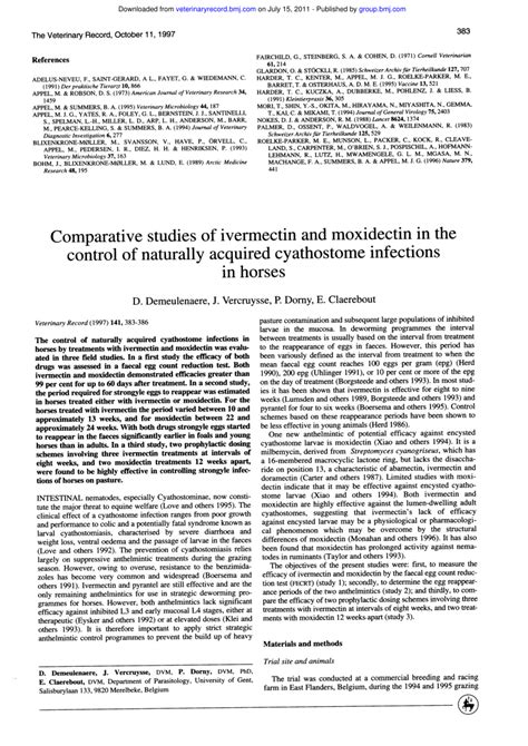 (PDF) Comparative studies of ivermectin and moxidectin in the control of naturally acquired ...