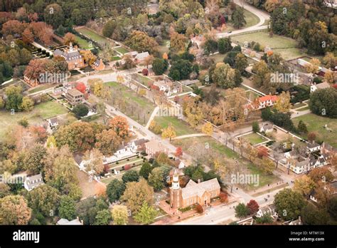 Aerial View Of Colonial Williamsburg Showing The Governors Palace