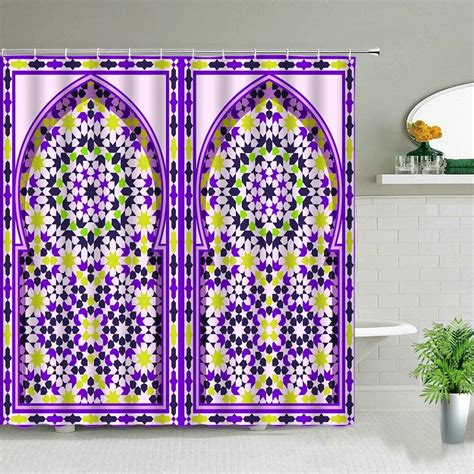 Bohemian Mandala Shower Curtain Morocco National Style Antique Door