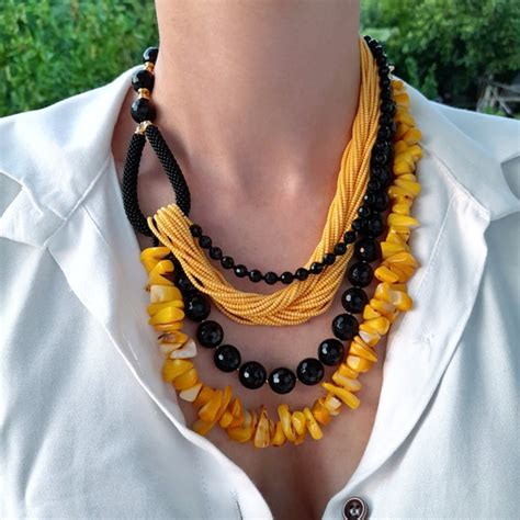 Yellow Bib Necklace Etsy