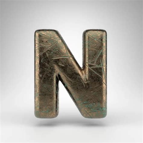 Metal Letter N Uppercase D Render Scratched Rusty Metal Font Isolated