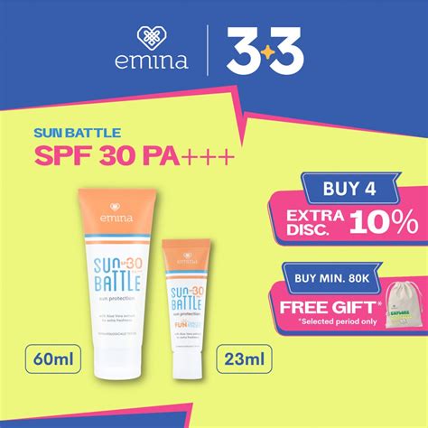 Jual Emina Sun Battle SPF 30 PA Sunscreen Pelindung Dari Sinar