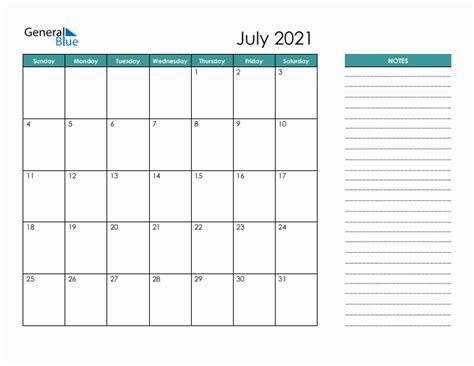 July 2021 Monthly Calendar Pdf Word Excel