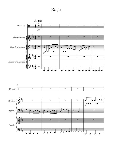 Rage Sheet Music For Piano Drum Group Synthesizer Mixed Ensemble