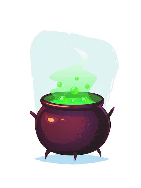 Premium Vector Magic Cauldron With Glowing Green Bubbling Potion