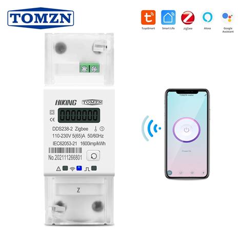 Zigbee Gateway Tuya Single Phase 65A Din Rail WIFI Smart Energy Meter