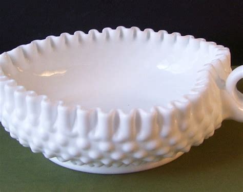 White Milk Glass Hobnail Heart Shaped Dish Ruffled Edge Candy Dish Etsy