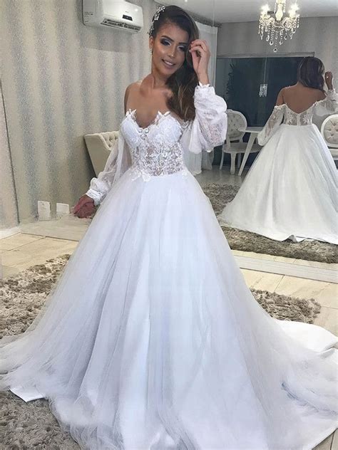 Off The Shoulder Tulle Ball Gown Wedding Dress With Appliques Lace Cou