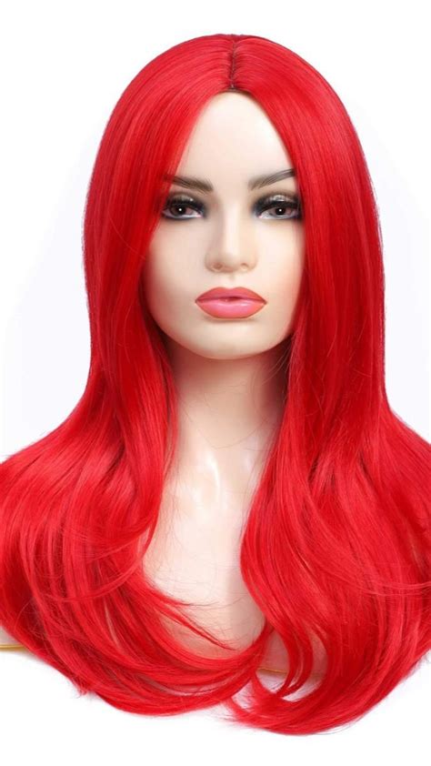 Junbeauty Long Natural Synthetic Hair Red Wigs 24 Inch Heat Resistant