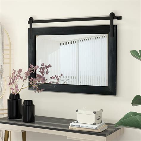 Cogood Farmhouse Barn Door Mirror 28 X 20 Rustic Wood