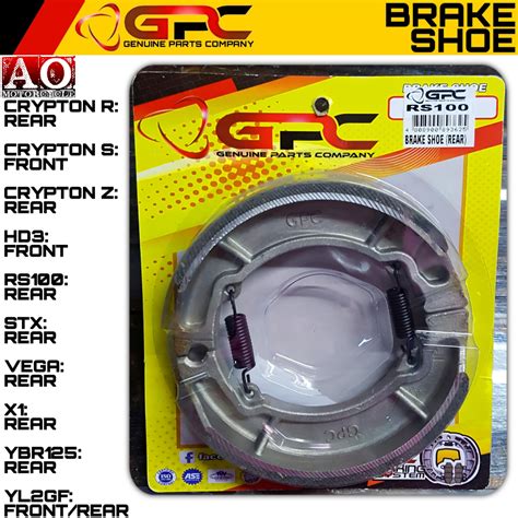 GPC Rear Brake Shoe For YAMAHA RS100 STX125 YL2GF X 1 RXT135