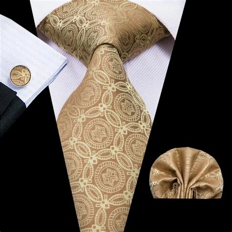 Aliexpress Buy Hi Tie Men S Silk Woven Gold Floral Ties For Men