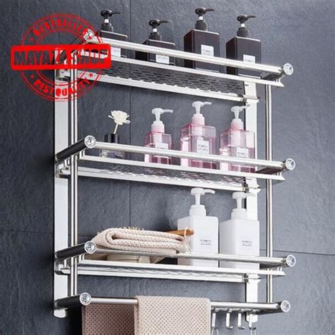 jual rak kamar mandi stainless   cm  susun rak sabun dinding