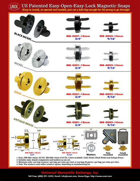 Umx Catalogue Us Patented Easy Open Easy Lock Magnetic Snaps