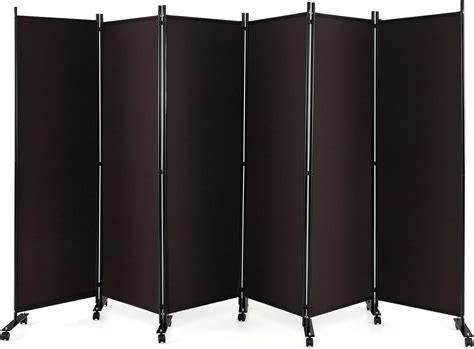 Goflame Panel Folding Room Divider Ft Rolling Privacy Screen With