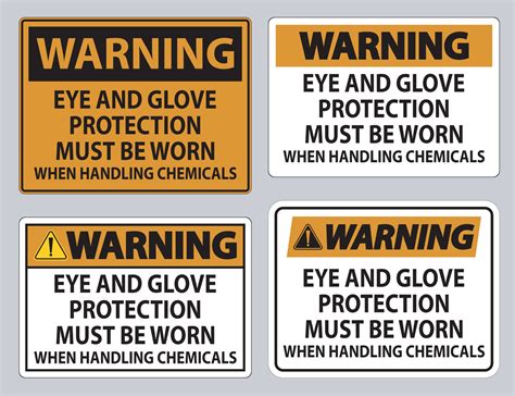 Warning Sign Eye And Glove Protection Must Be Worn When Handling