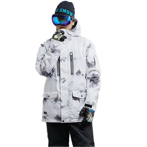 GSOU SALJU Musim Dingin Pria Luar Ski Jaket Tahan Angin Ski Setelan