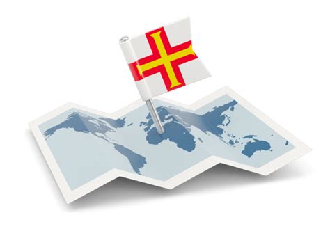 Flag pin with map. Illustration of flag of Guernsey