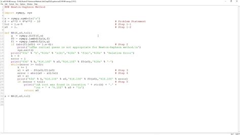 Numerical Methods Python For Newton Raphson Method And