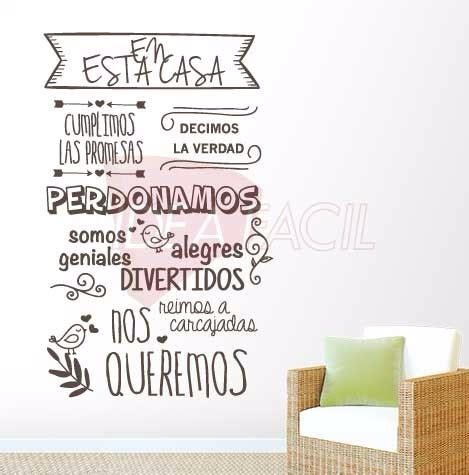 Vinilo Decorativo Frase En Esta Casa X Cm Texto Familia