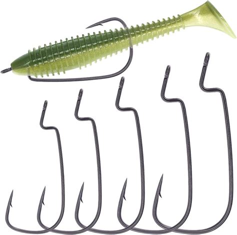 Amazon.com : Ewg-Hooks-for-Bass-Fishing-Texas-Rig-Hooks-Offset-Extra-Wide-Gap-Plastic-Worm-Hook ...