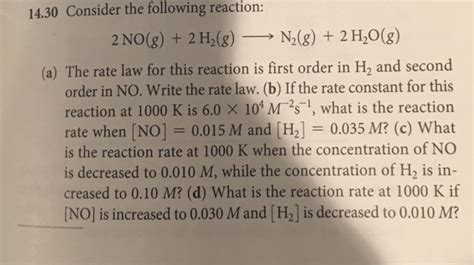 Solved 1430 Consider The Following Reaction 2 Nog