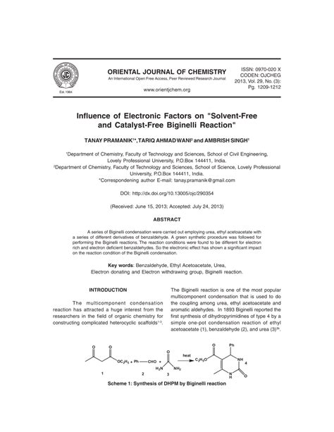 Pdf Solvent Free And Catalyst Free Synthesis Of Octahydroquinazolinone Via Grindstone