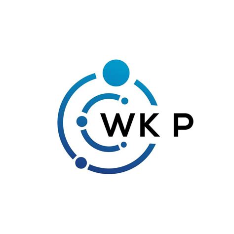 Diseño de logotipo de tecnología de letras wkp sobre fondo blanco wkp