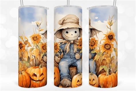 Cute Scarecrow Halloween Tumbler Wrap Graphic By Tintin Design