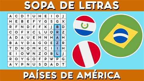 Sopa de Letras de PAÍSES DE AMERICASÓLO PARA GENIOSEL 80 FALLA