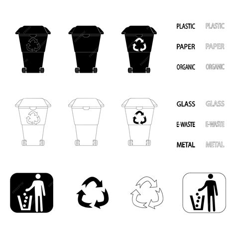 Corbeille Recycler Le Symbole Des Déchets Contour Et Poubelle Noire