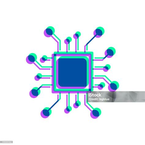 Prosesor Ikon Dengan Hamparan Dua Warna Dengan Latar Belakang Putih