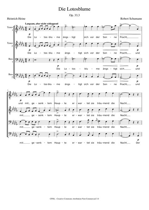 Die Lotosblume Op 33 No 3 Robert Schumann Sheet Music For Bass