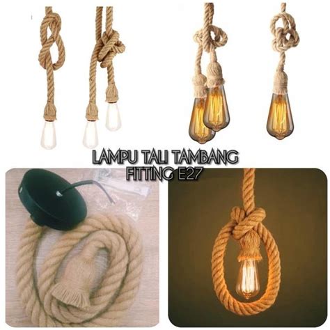 Jual Lampu Gantung Tali Tambang Vintage Klasik Minimalis Hias Dekorasi