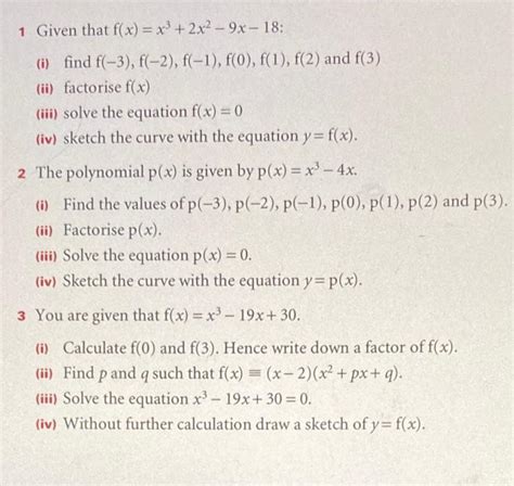 Solved 1 Given That F X X3 2x2−9x−18 I Find