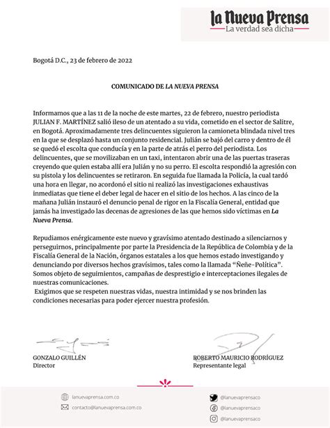 Gonzalo Guill N On Twitter Comunicado De Lanuevaprensaco Sobre El