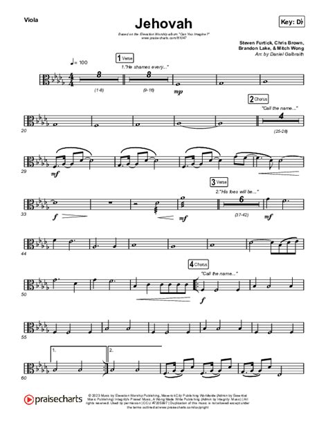 Jehovah Viola Sheet Music Pdf Elevation Worship Chris Brown