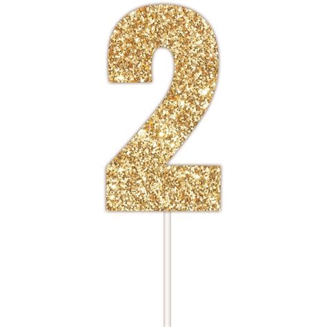 Artwrap Number 2 Glitter Cake Topper Gold Big W