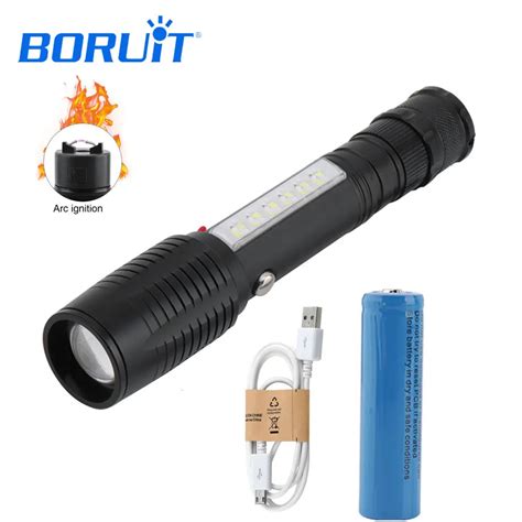 Boruit Led 4 Modes Flashlight Zoomable Lantern Flashlight Use 18650