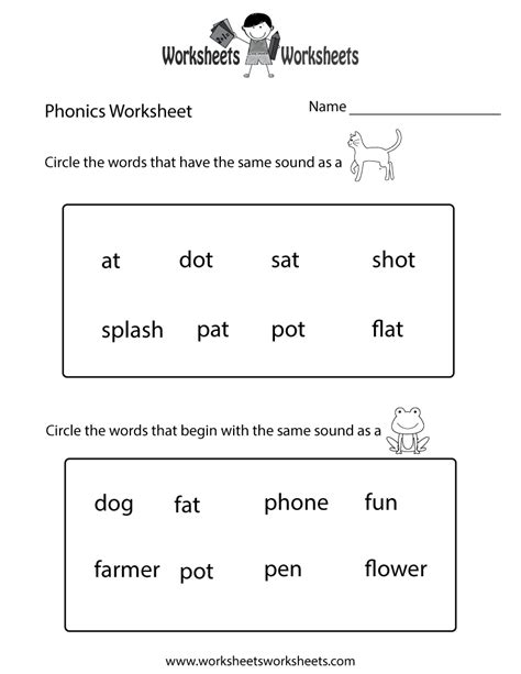 Phonics Teaching Worksheet For Kindergarten