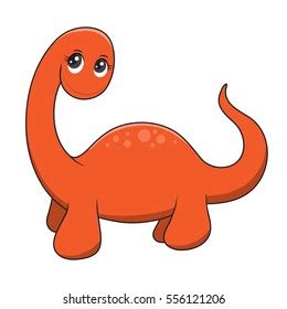 Vector Cute Cartoon Orange Dinosaur Isolated Stock Vector Royalty Free