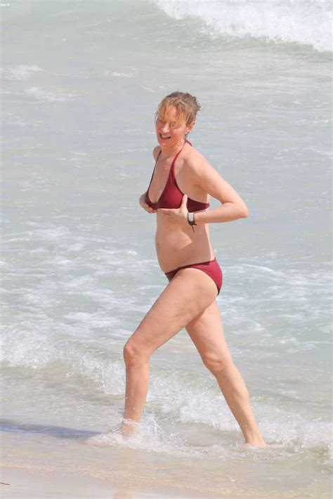 Uma Thurman In Bikini At A Beach In St Barts Hawtcelebs