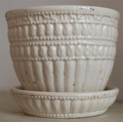 Vintage Mccoy Flower Pot White Planter With Saucer Etsy