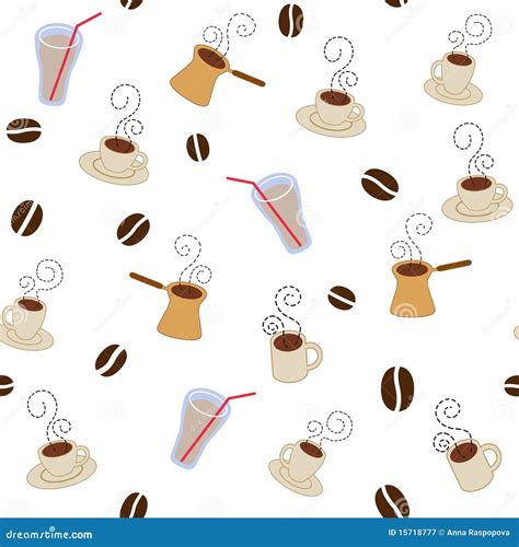 Coffee Cups Pattern Stock Vector Illustration Of Latte